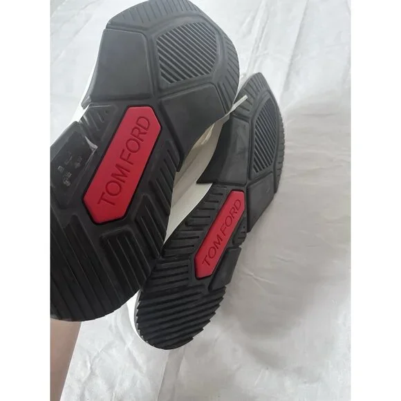 TOM FORD Alcantra & Neoprene Jago Sneakers in White